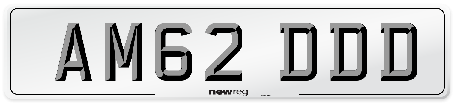 AM62 DDD Number Plate from New Reg